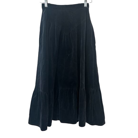 Vintage Gunne Sax Blue Velvet Boho Cottage Core Peasant Hippie Maxi Skirt XS - Picture 5 of 12